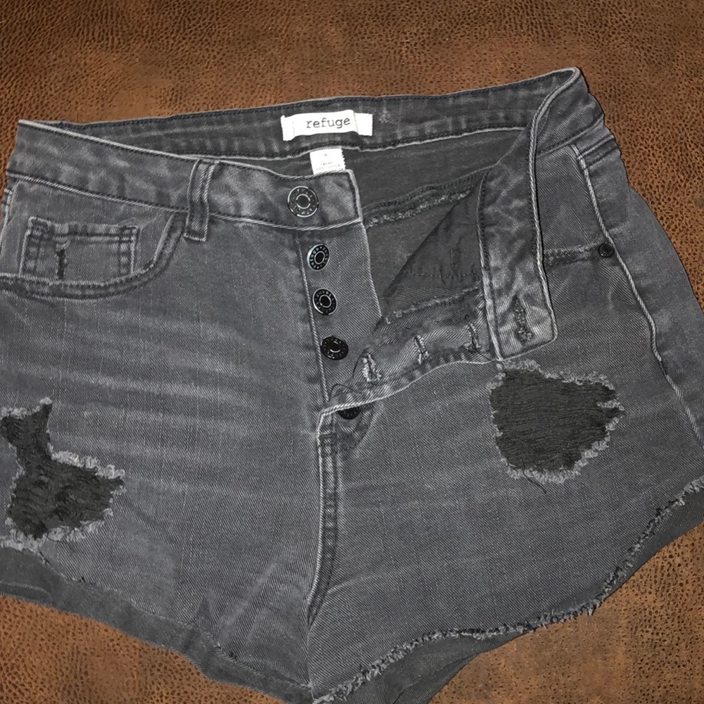 High waisted distressed shorts
